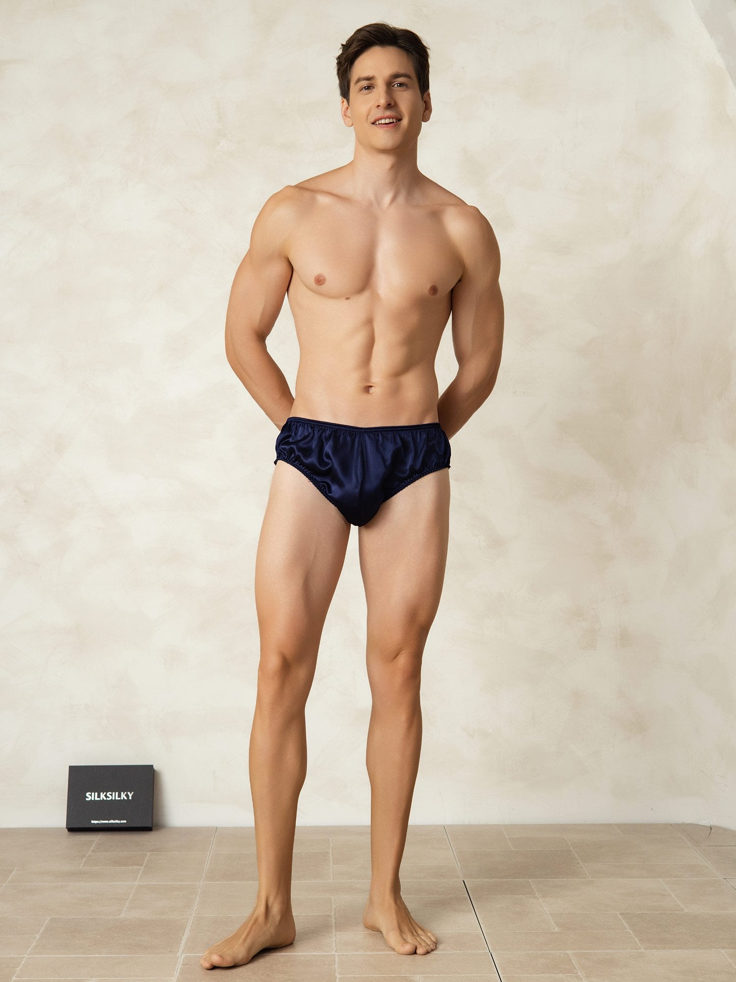[DarkBlue] SilkSilky Pure Silk Mens Underwear 003