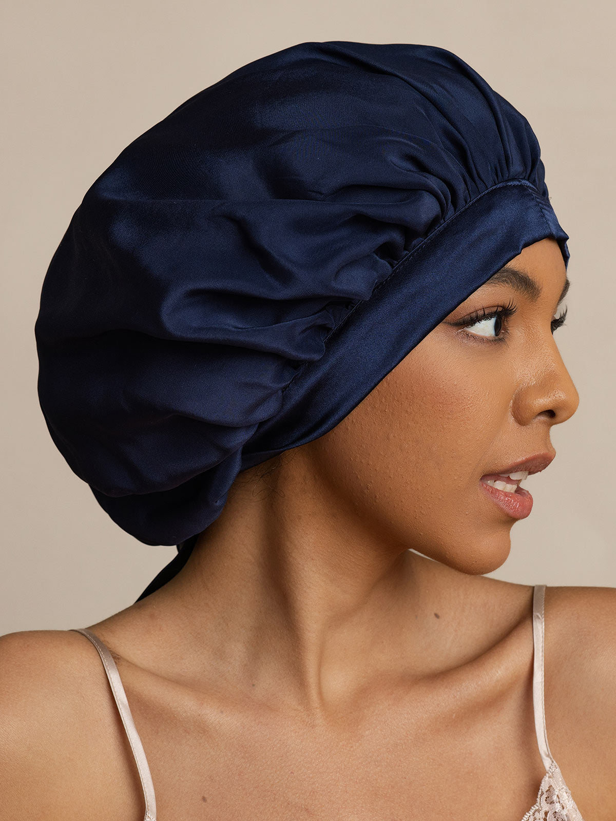 [Dark Blue] SilkSilky  Pure Silk Sleep Cap 005