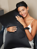 SilkSilky US 19Momme Pure Silk Pillowcase Set Black 001