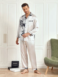 SilkSilky US Pure Silk Long Sleeve Lapel Men's Pajamas Gray 005