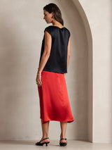 [Black] SilkSilky  Cap Sleeve Round Neck Women's T-Shirt 002