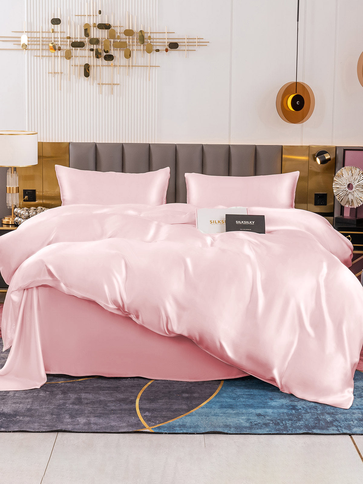 SilkSilky US 19Momme Pure Silk Bedding Set Pink 002