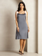[Dark Gray] SilkSilky  Sleeveless Square Neck Dress 003