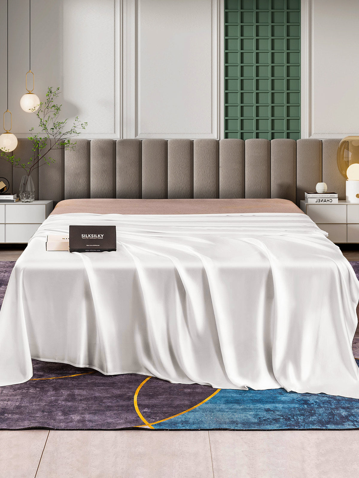 [White] SilkSilky  25Momme Pure Silk Sheet 002