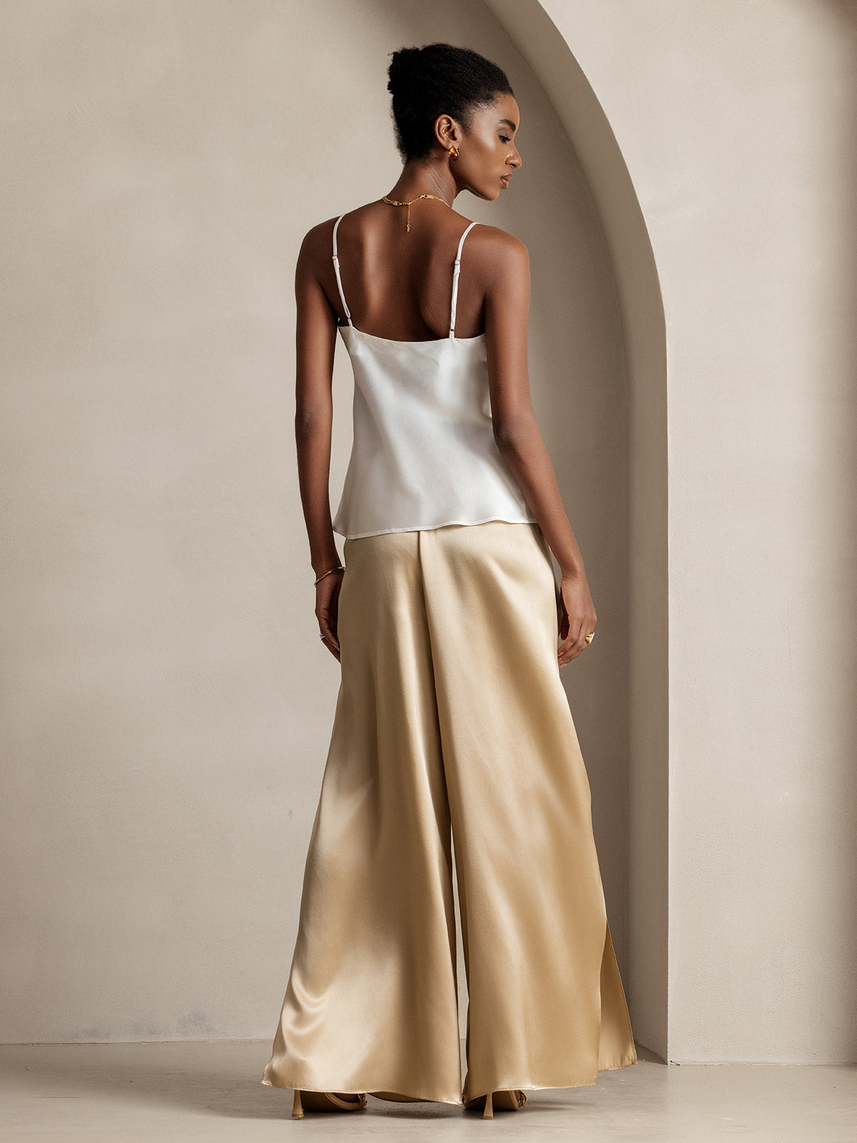 [Champagne] SilkSilky  19Momme Silk Split Women's Pants 002