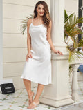 SilkSilky US Silk Sleeveless Cowl Neck Dress White 003