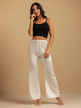 [White] SilkSilky  19Momme Machine-Washable Silk Women's Sleep Pants 005