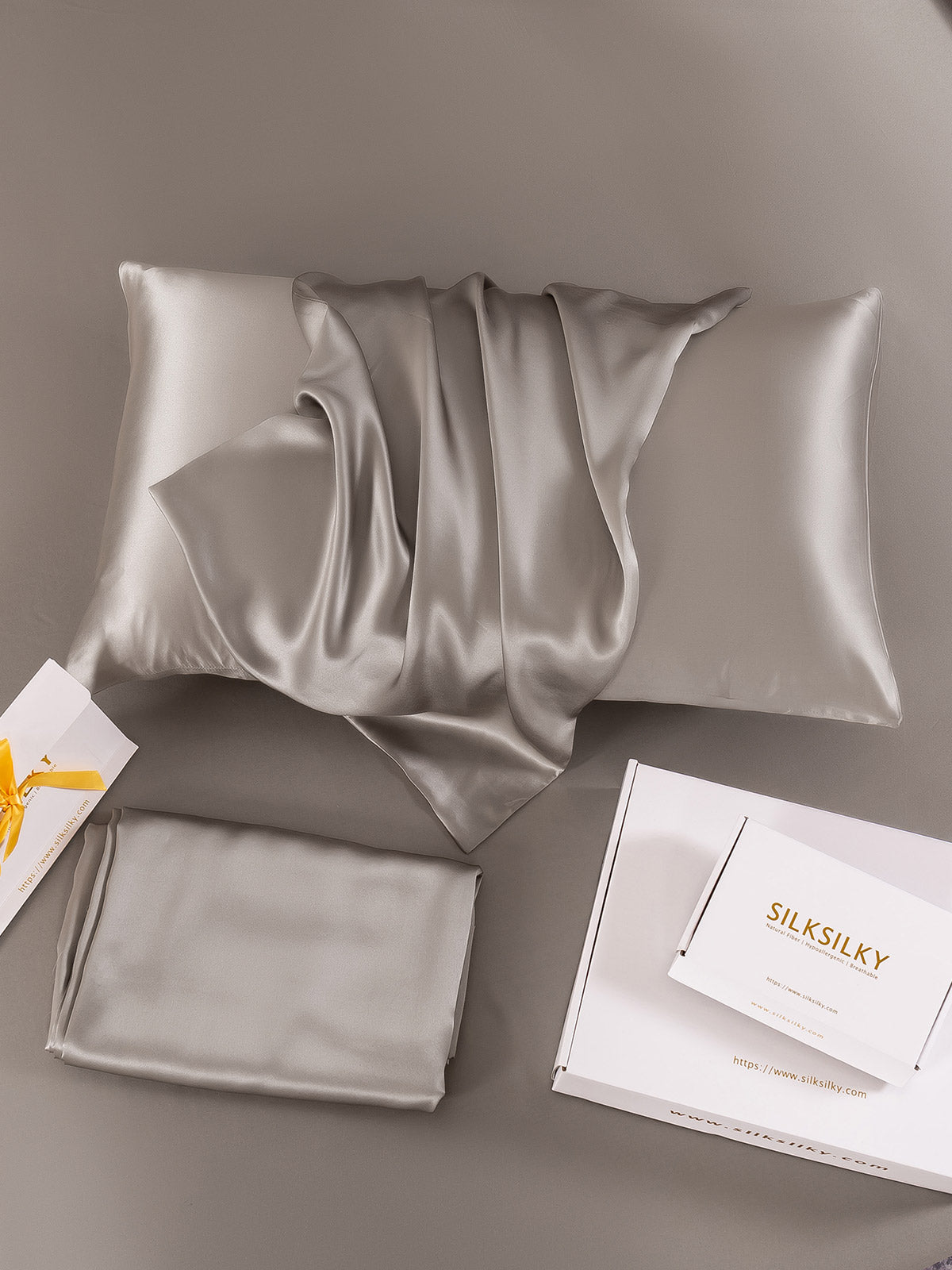 SilkSilky US 19Momme Pure Silk Pillowcase Gray 012