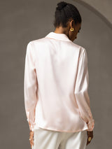 [Pink] SilkSilky  Long Sleeve Lapel Collar Women's Shirt 002