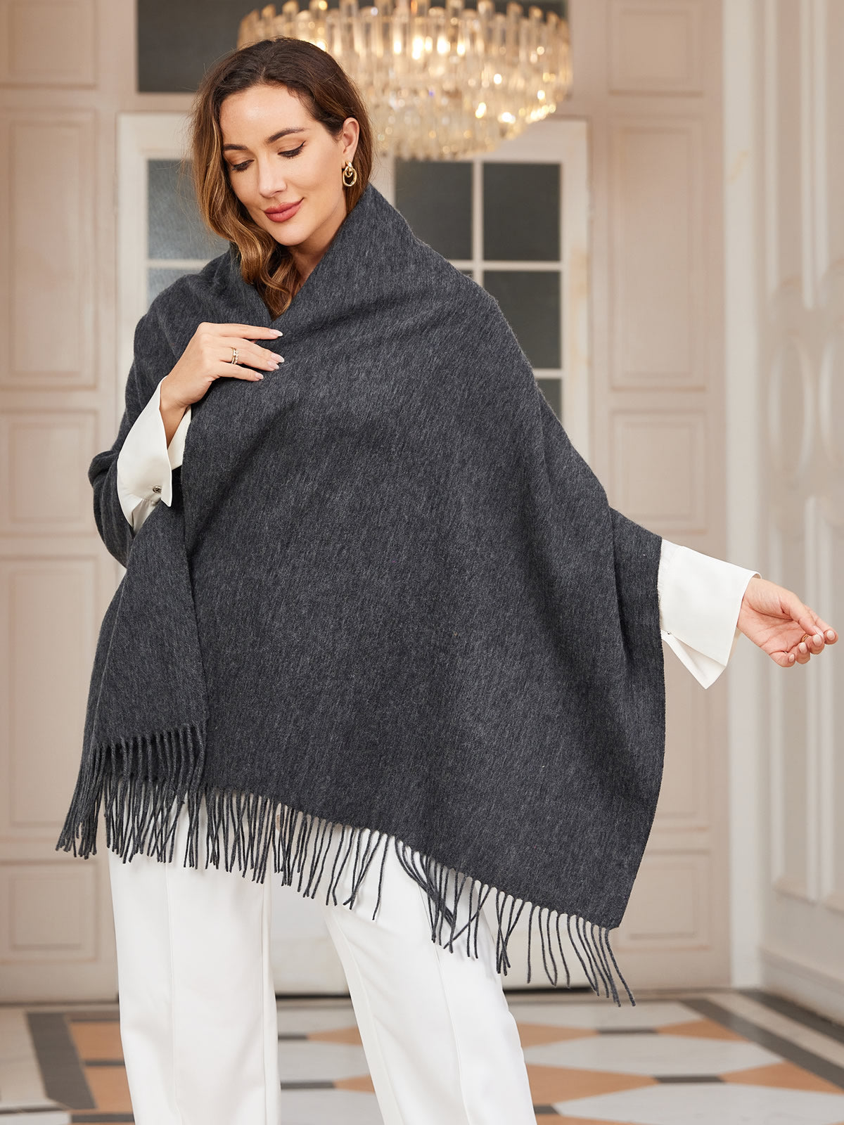 [Dark Gray] SilkSilky  Wool Scarf 001