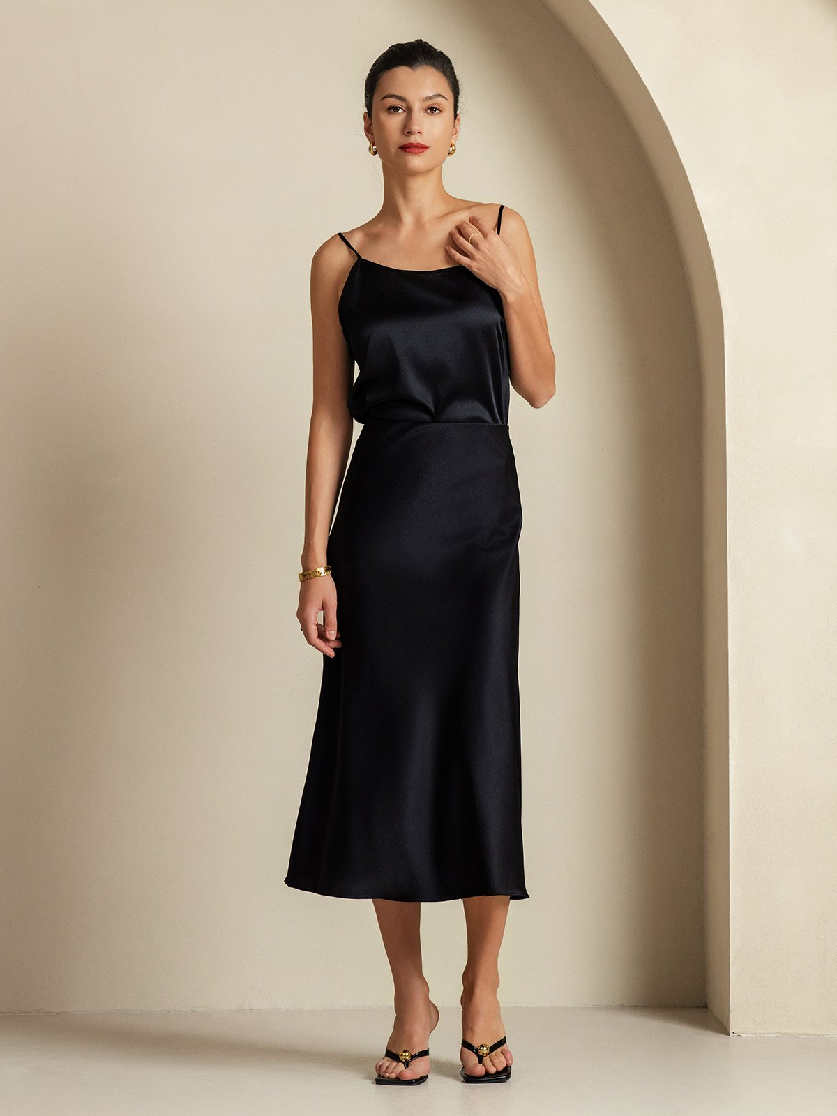[Black] SilkSilky  19Momme Pure Silk Womens Outfit Sets 006,