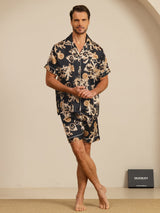 [Black Dragon] SilkSilky  Short Sleeve Notch Collar Men's Pajamas 007