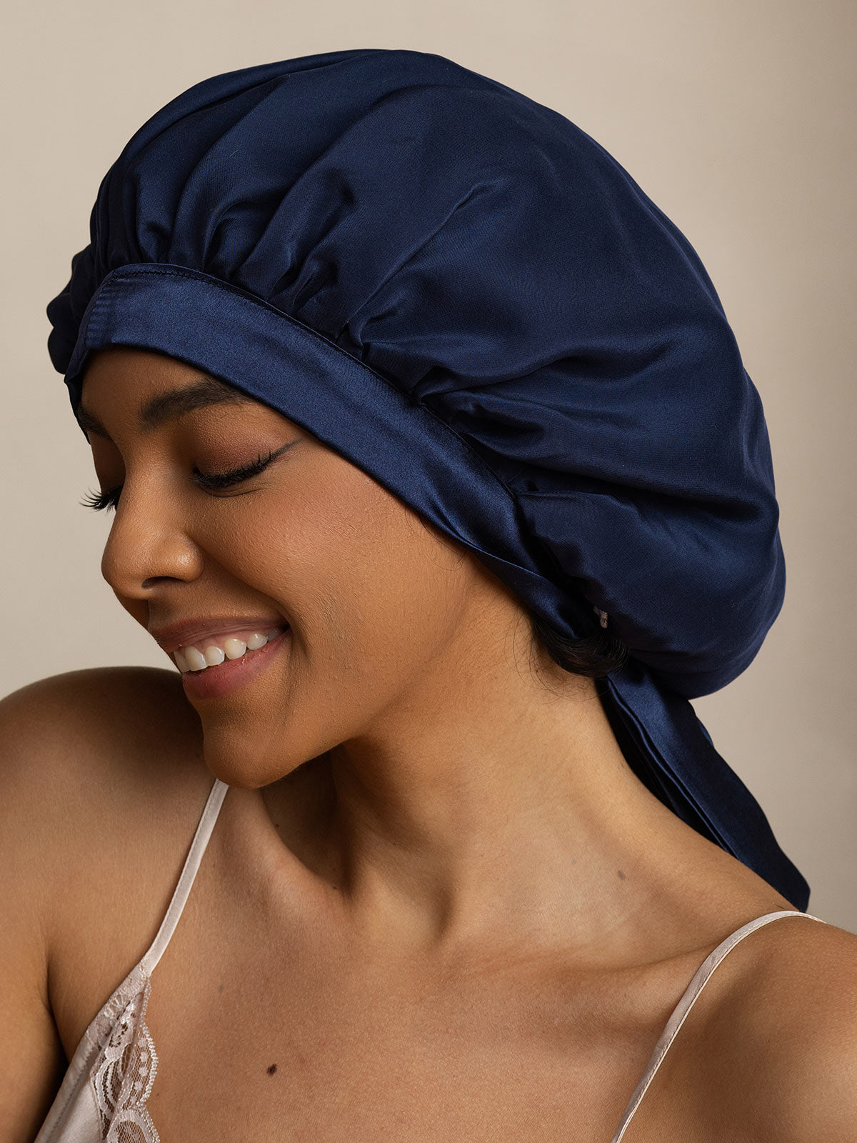 [Dark Blue] SilkSilky  Pure Silk Sleep Cap 003
