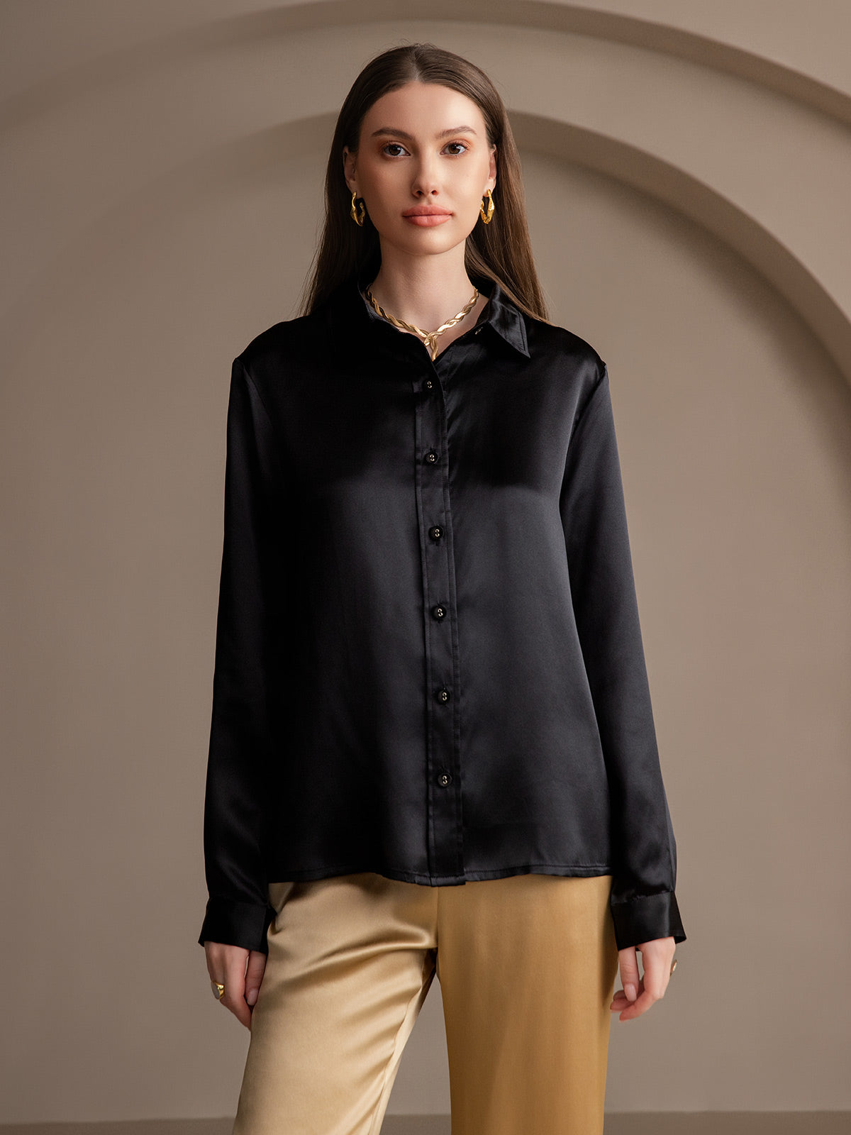 SilkSilky-US-19Momme-Silk-Blend-Long-Sleeve-Collar-Women's-Shirt-Black-001