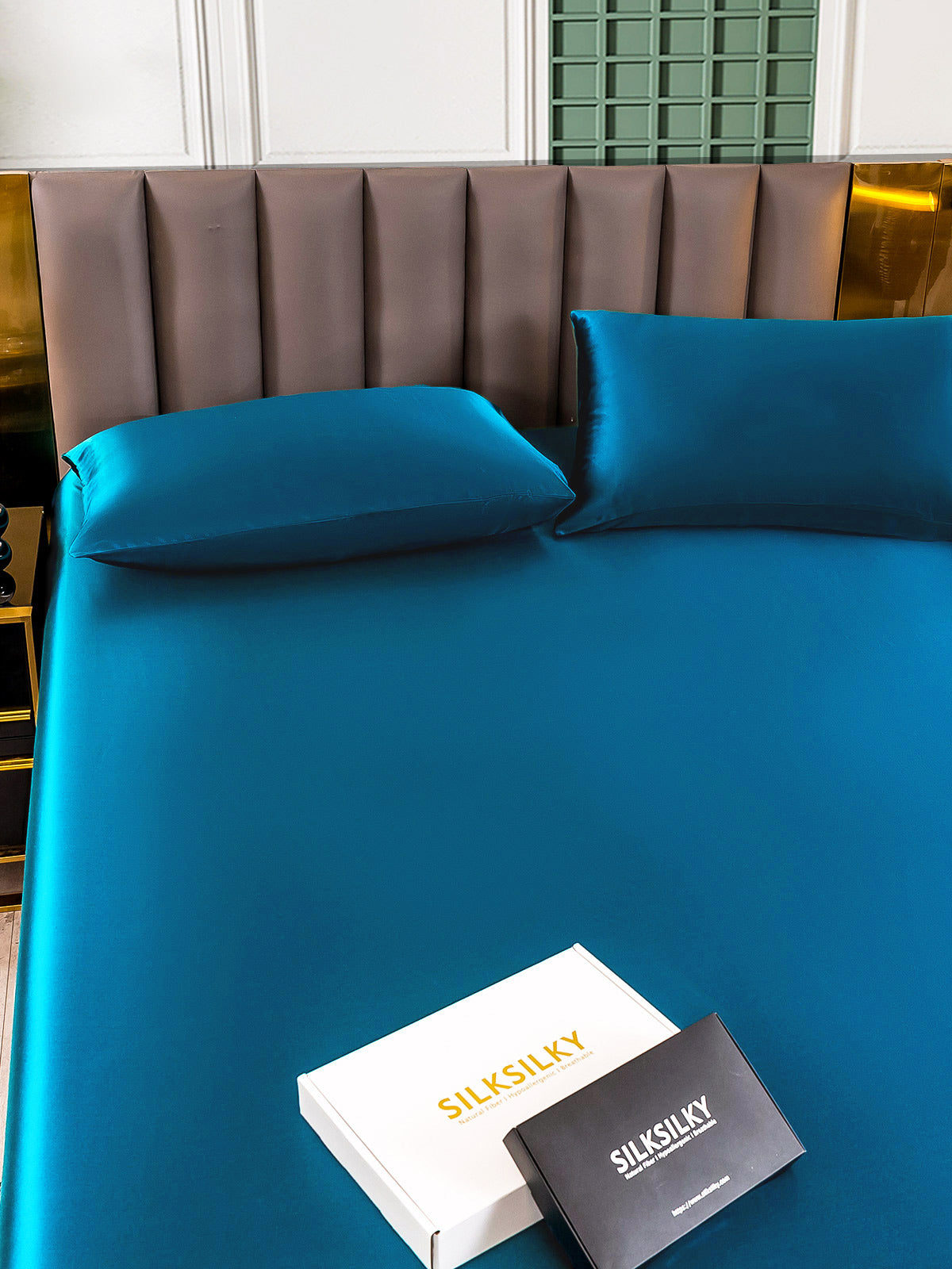 [Teal] SilkSilky  25Momme Pure Silk Bedding Set 005