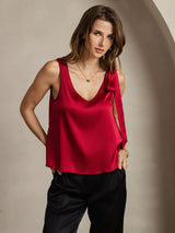 [Wine] SilkSilky  Sleeveless V Neck Women's T-Shirt 001