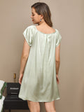 SilkSilky US Pure Silk Cap Sleeve Tie Neck Nightgown MintGreen 002