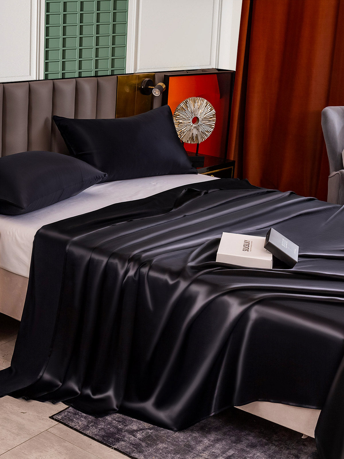 [Black] SilkSilky  25Momme Pure Silk Bedding Set 004