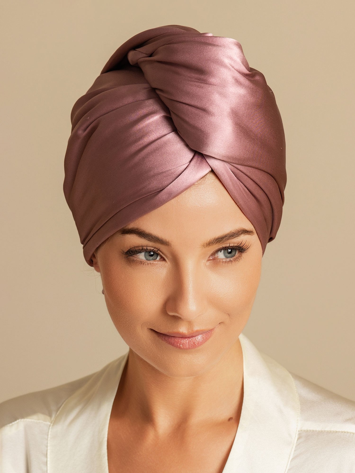 [Pale Mauve] SilkSilky  Pure Silk Wrap Hair Towel Wrap 004,