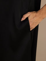[Black] SilkSilky Short Sleeve Round Neck Dress 006
