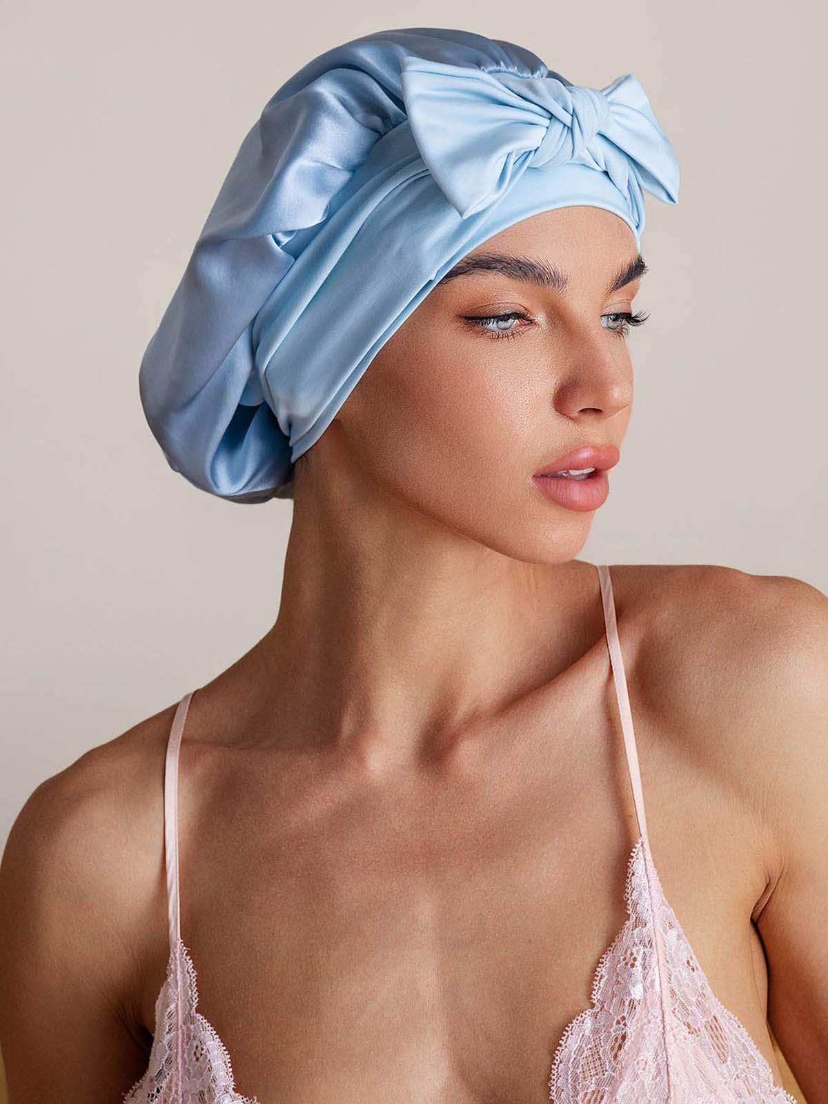SilkSilky Pure Silk Sleep Cap SkyBlue 001