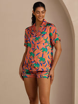 [Clay Elephant] SilkSilky  Short Sleeve Lapel Collar Women's Pajamas 004