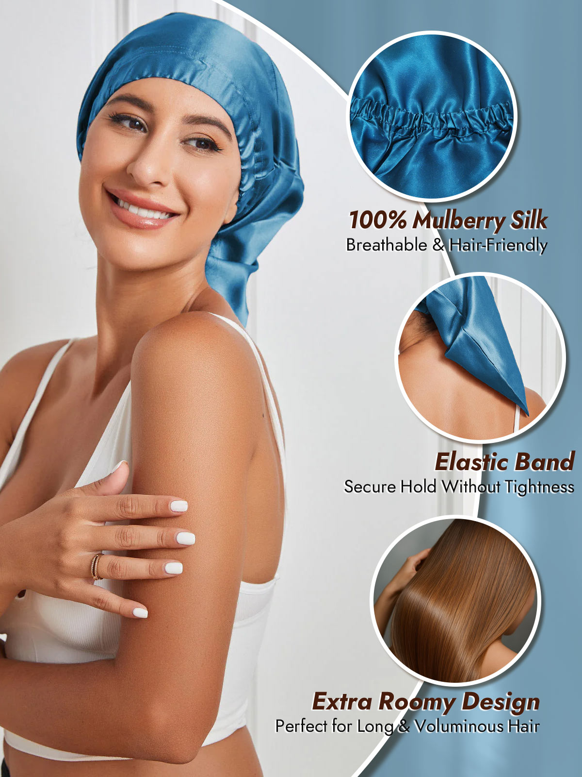 [Teal] SilkSilky  Sleep Cap 002