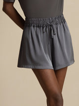 [Dark Gray] SilkSilky  19Momme Stretch Silk Charmeuse Women's Shorts 005