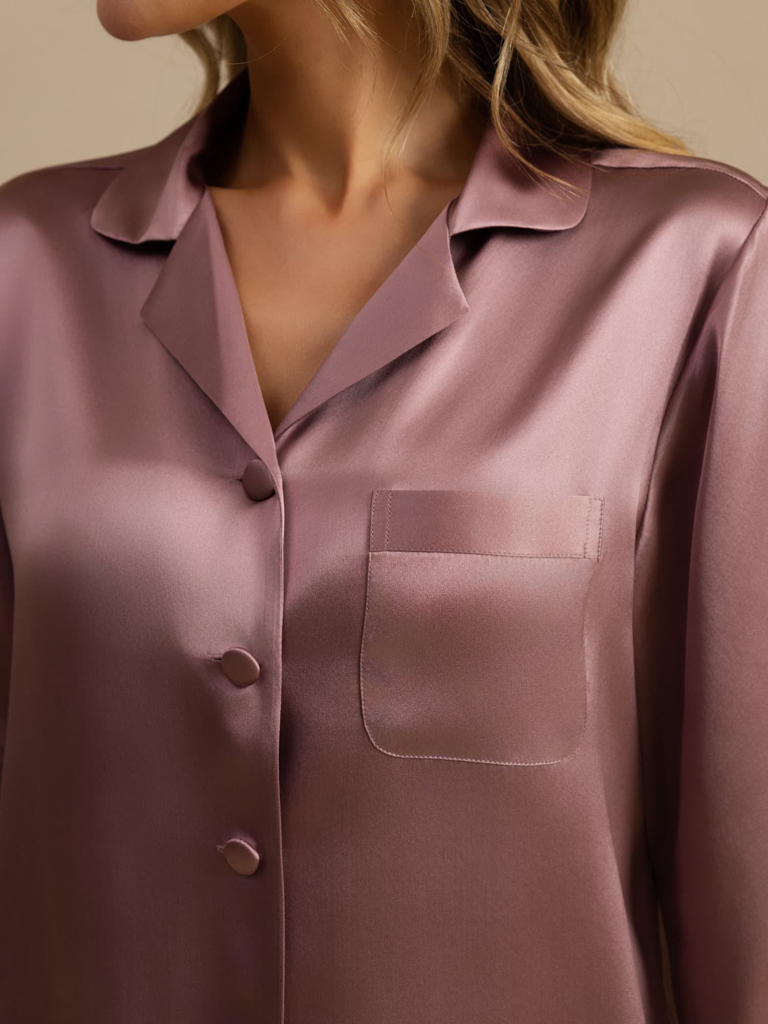 [Pale Mauve] SilkSilky  Long Sleeve Notch Collar Women's Pajamas 005