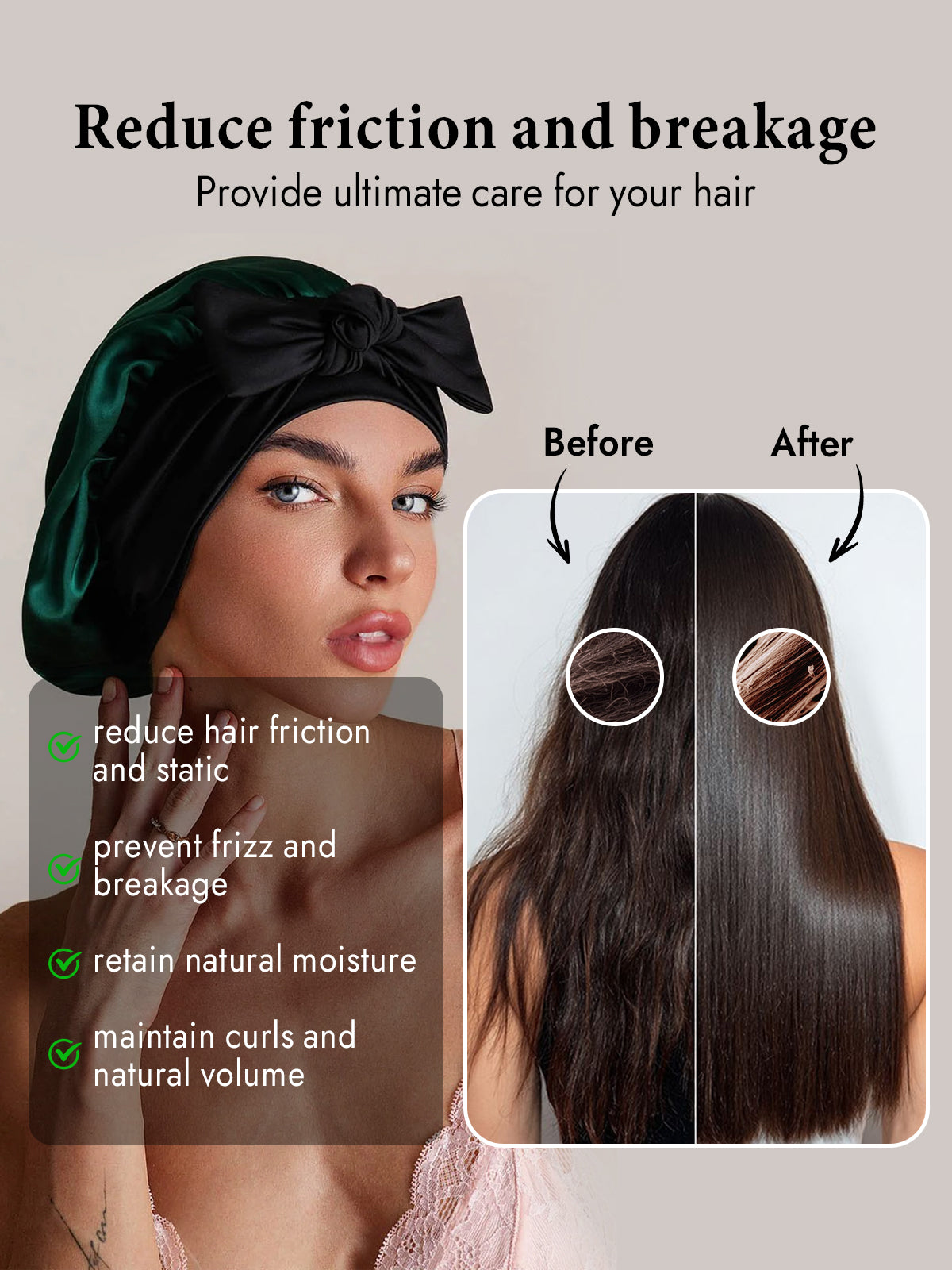 [Dark Green] SilkSilky  Pure Silk Sleep Cap 003