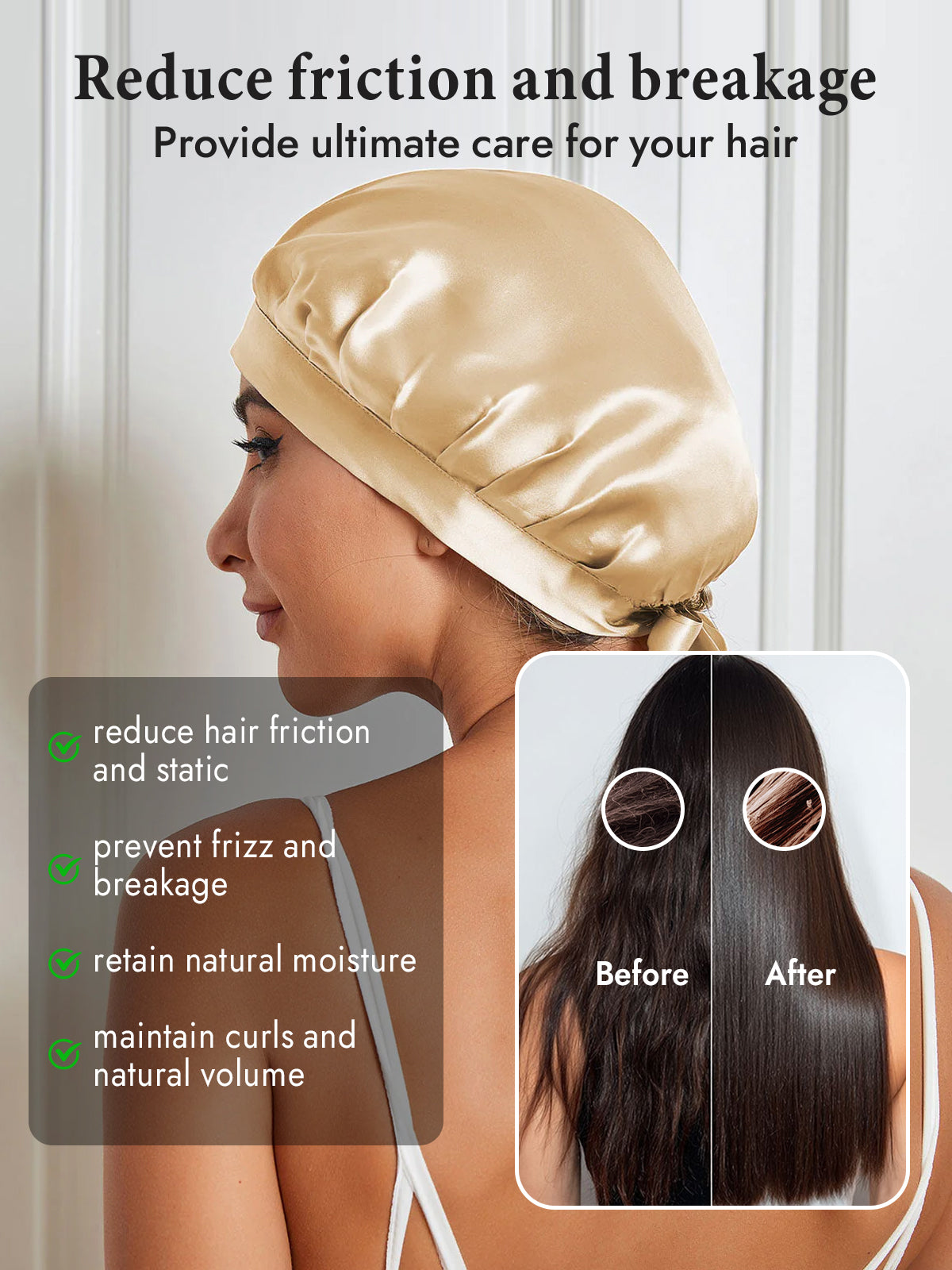 [Champagne] SilkSilky  Pure Silk Sleep Cap 004