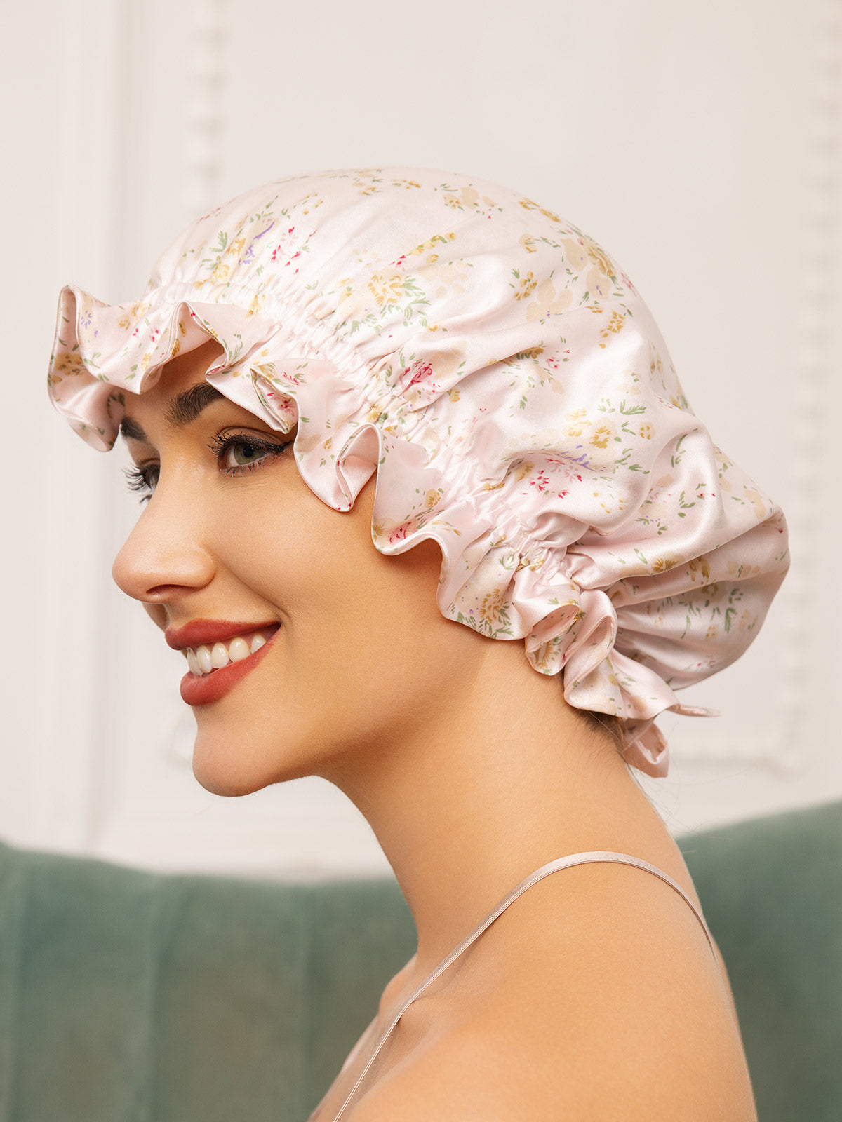 SilkSilky  Pure Silk Sleep Cap Floral 003