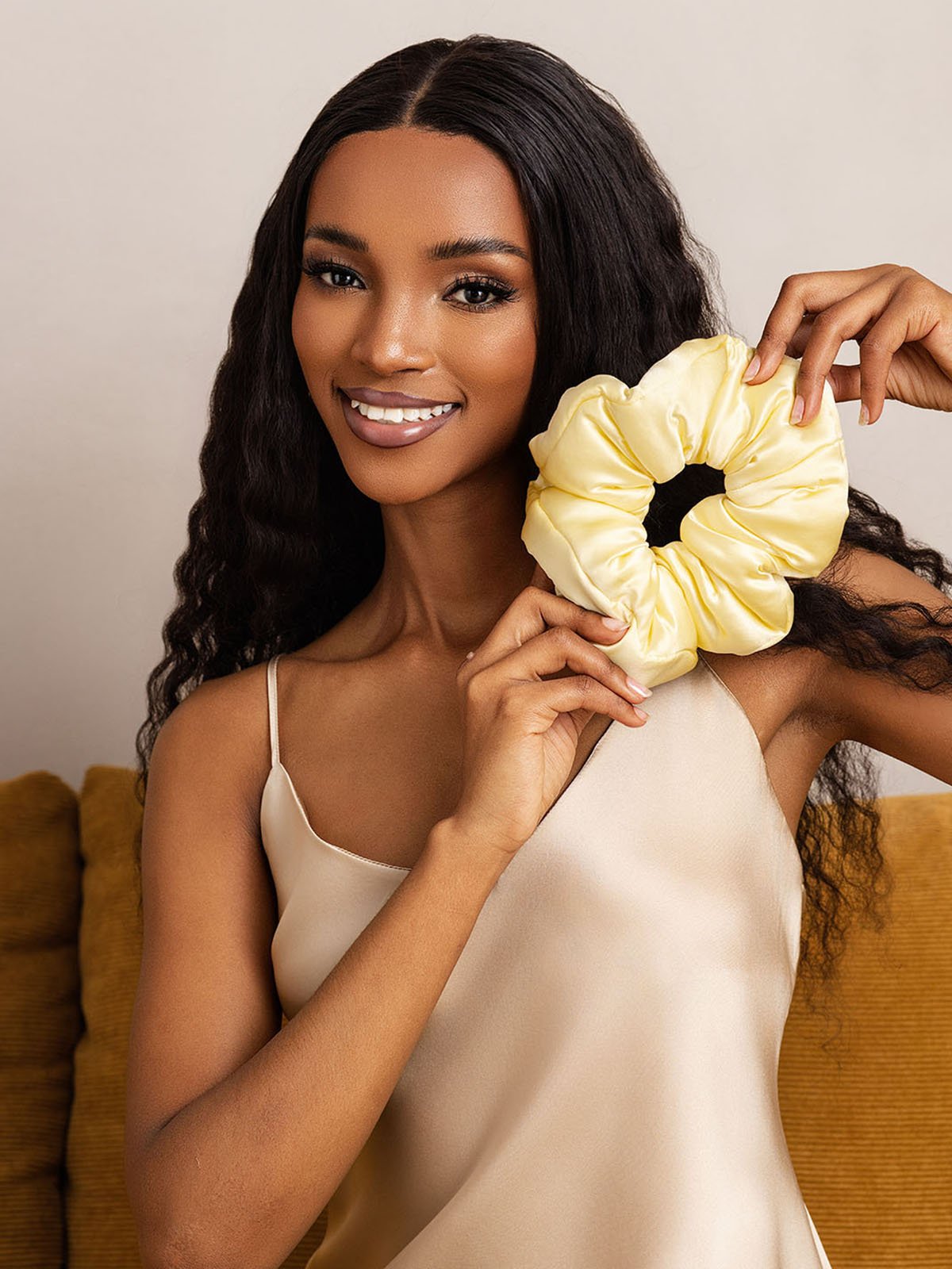 [Yellow] SilkSilky  Pure Silk Scrunchie 003