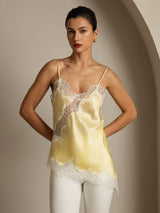 [Light Yellow] SilkSilky  Spaghetti Strap V Neck Camisole Top 001