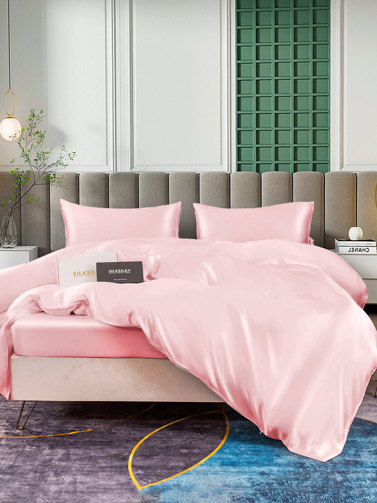 SilkSilky US 25Momme Pure Silk Bedding Set Pink 003