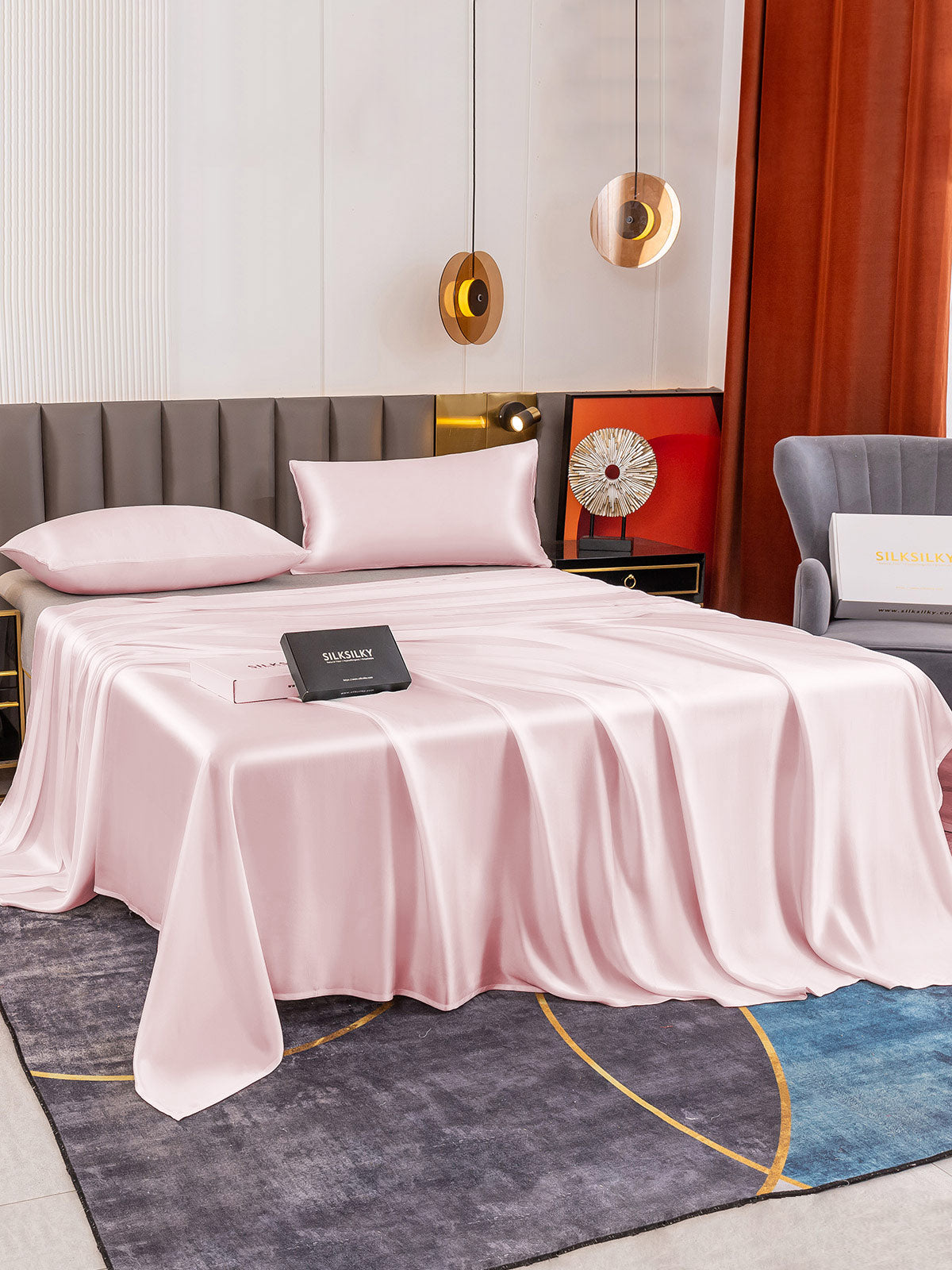 SilkSilky US 19Momme Pure Silk Bedding Set Pink 003