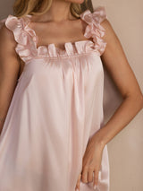 [Pink] SilkSilky  Sleeveless Square Neck Nightgown 004