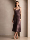 SilkSilky  Pure Silk Sleeveless Round Neck Dress Coffee 006