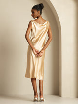 [Champagne] SilkSilky  Sleeveless Cowl Neck Dress 002