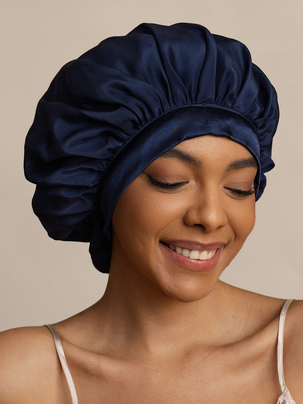 [Dark Blue] SilkSilky  Pure Silk Sleep Cap 004