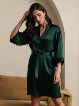 [Dark Green] SilkSilky  3/4 Sleeve Women's Robe 006