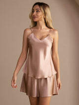 [Tuscany] SilkSilky  Spaghetti Strap V Neck Camisole Set 003