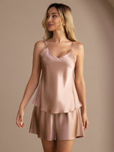 [Tuscany] SilkSilky  Spaghetti Strap V Neck Camisole Set 005