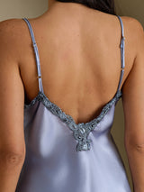 [Steel Blue] SilkSilky  Spaghetti Strap V Neck Camisole Set 005