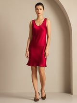 [Wine] SilkSilky  Sleeveless Scoop Neck Nightgown 003