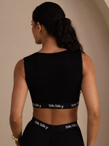 [Black] SilkSilky  Sleeveless Crew Neck Camisole Top 002
