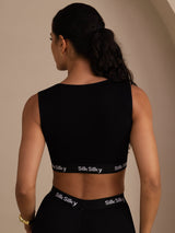[Black] SilkSilky  Sleeveless Crew Neck Camisole Top 002