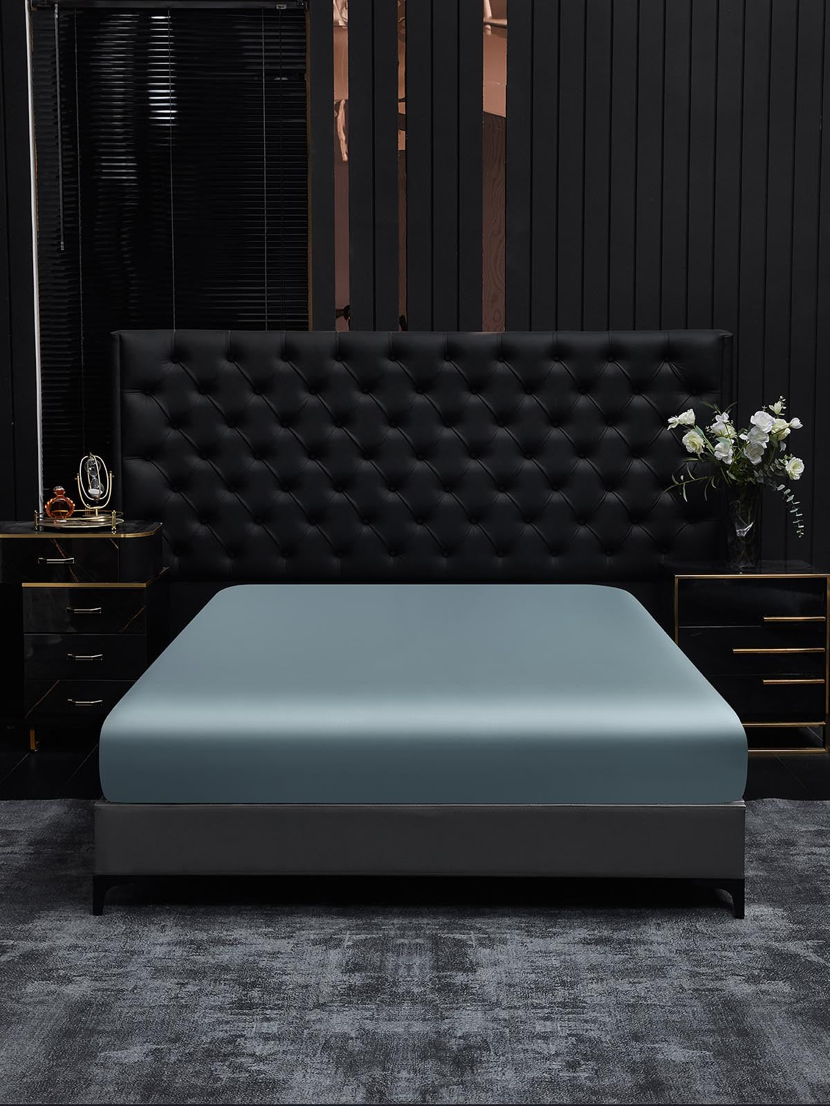 [Grayish Blue] SilkSilky  22Momme Pure Silk Sheet 001