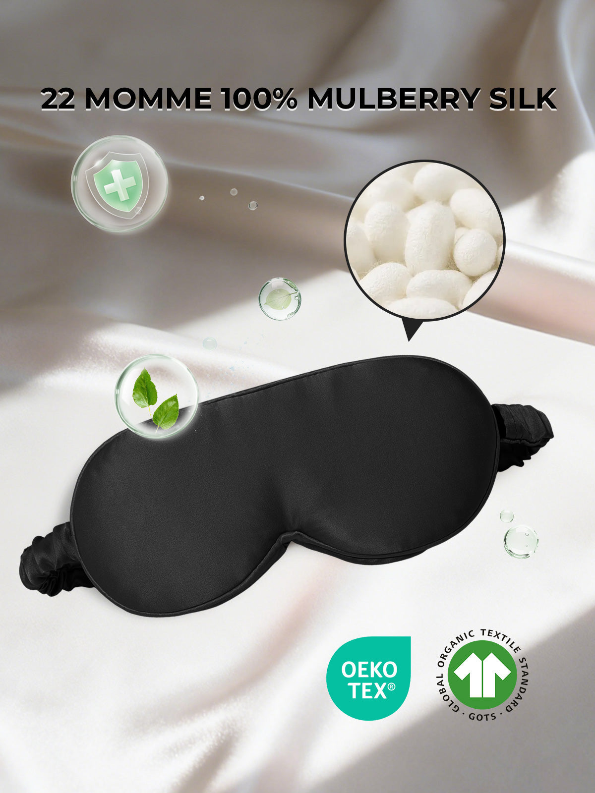 [Black] SilkSilky  Pure Silk Eye Mask 002