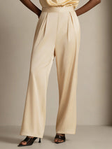 [Champagne] SilkSilky  19Momme Stretch Silk Charmeuse Women's Pants 001
